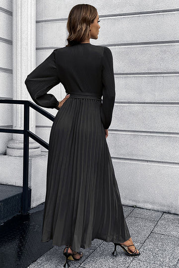 Langærmede flæser Afslappet kjole med bælte